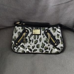 Betseyville Betsey Johnson Silver and Black Leopard Print Wristlet